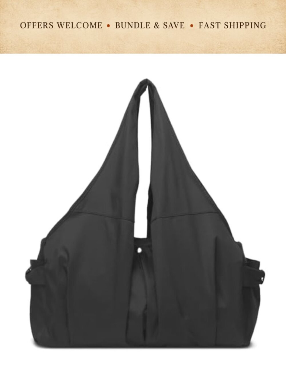 Water Resistant Nylon Tote Bag Large Shoulder Gym Duffle Yoga Carryall
